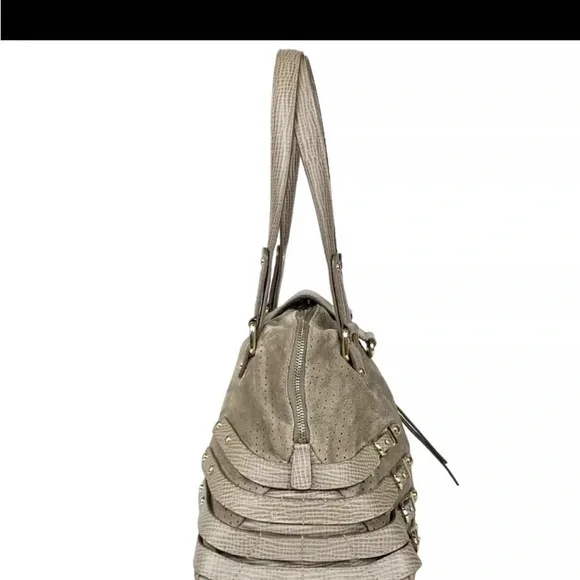 Jimmy Choo Silver Tan PythonTop Handle Bag - Picture 2 of 13